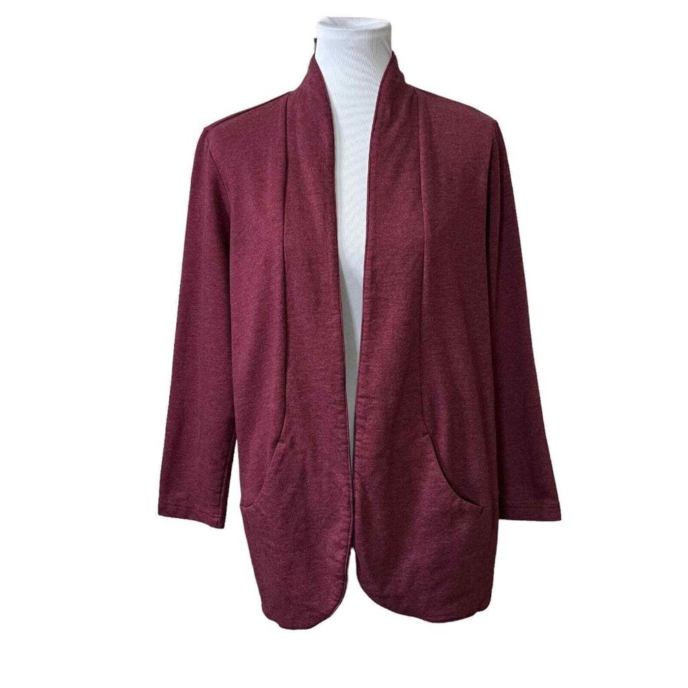 Scandia Woods Womens Medium Red Open Front Cardigan With Pockets